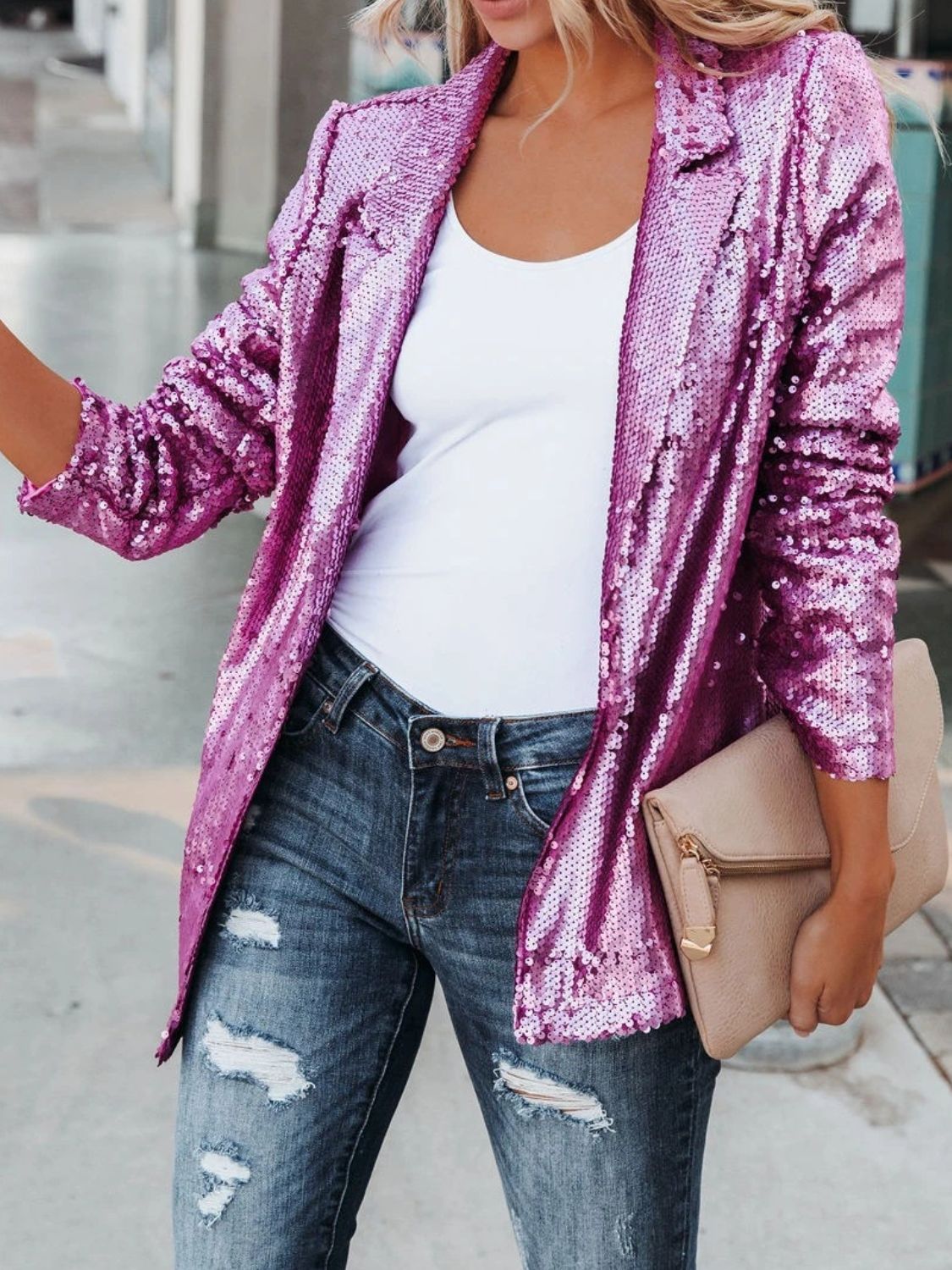 Sequin Long Sleeve Blazer choice of colors