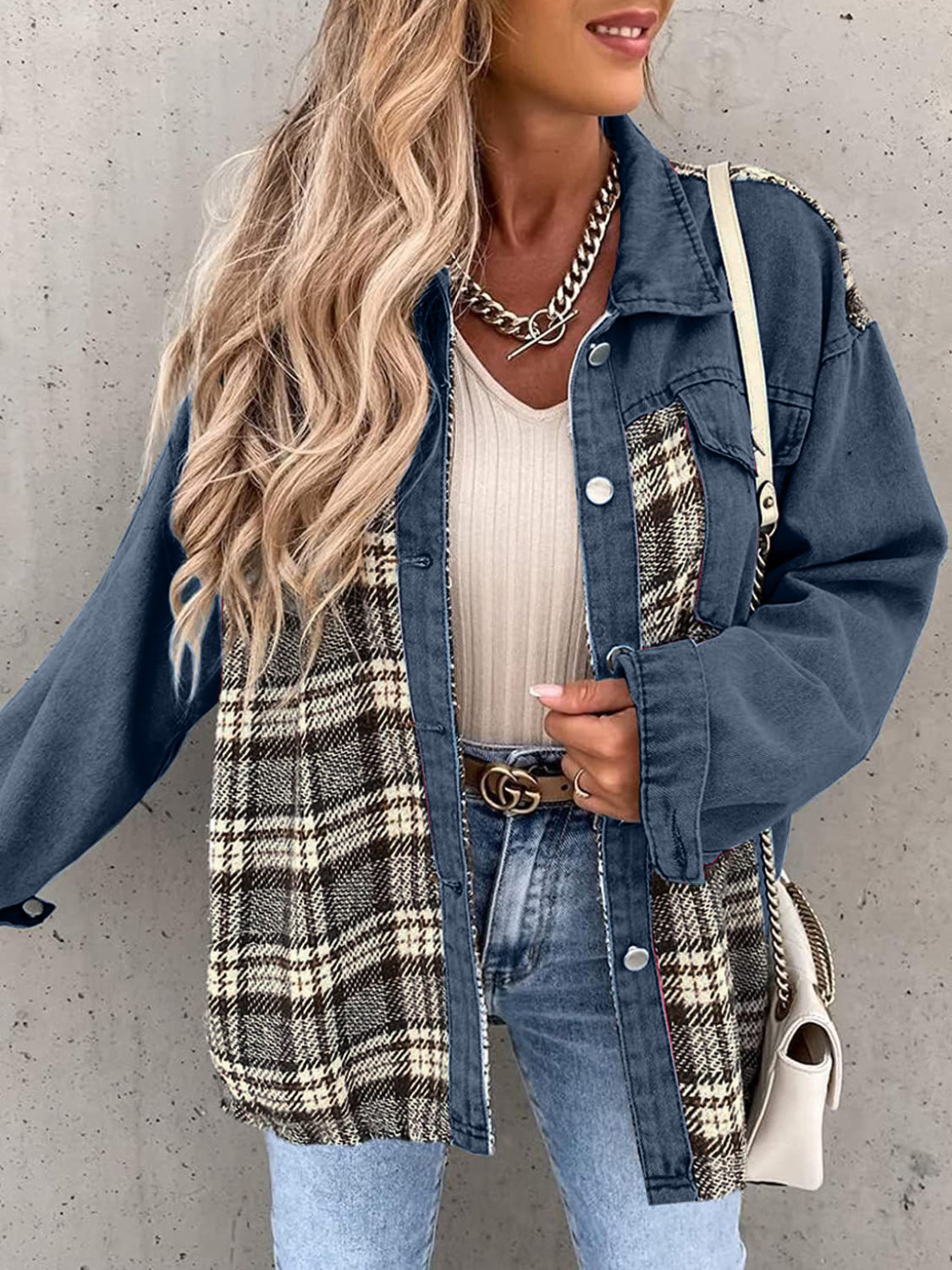 Plaid Button Up Dropped Shoulder Shacket Jacket Choice of colors