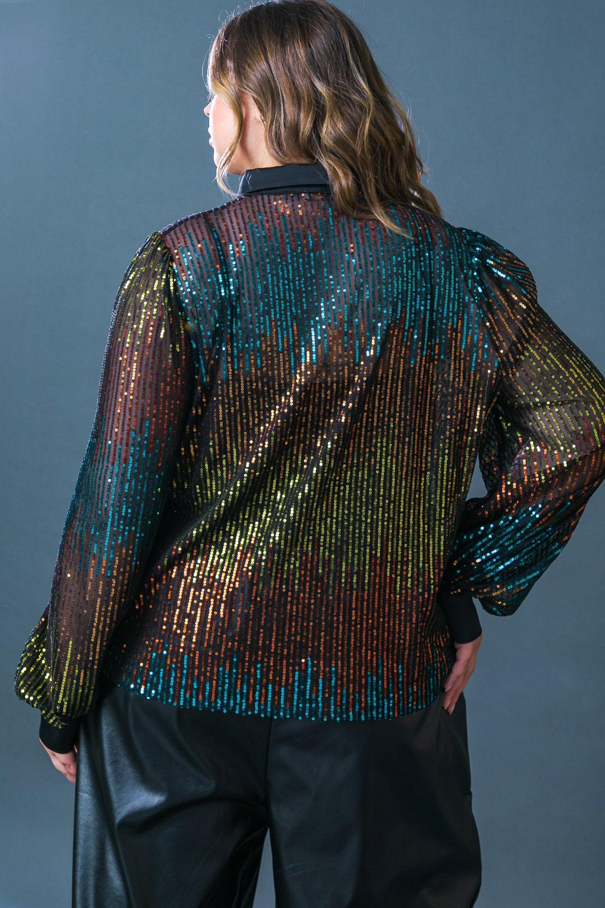 Flying Tomato Cause A Commotion Sequin Blouse