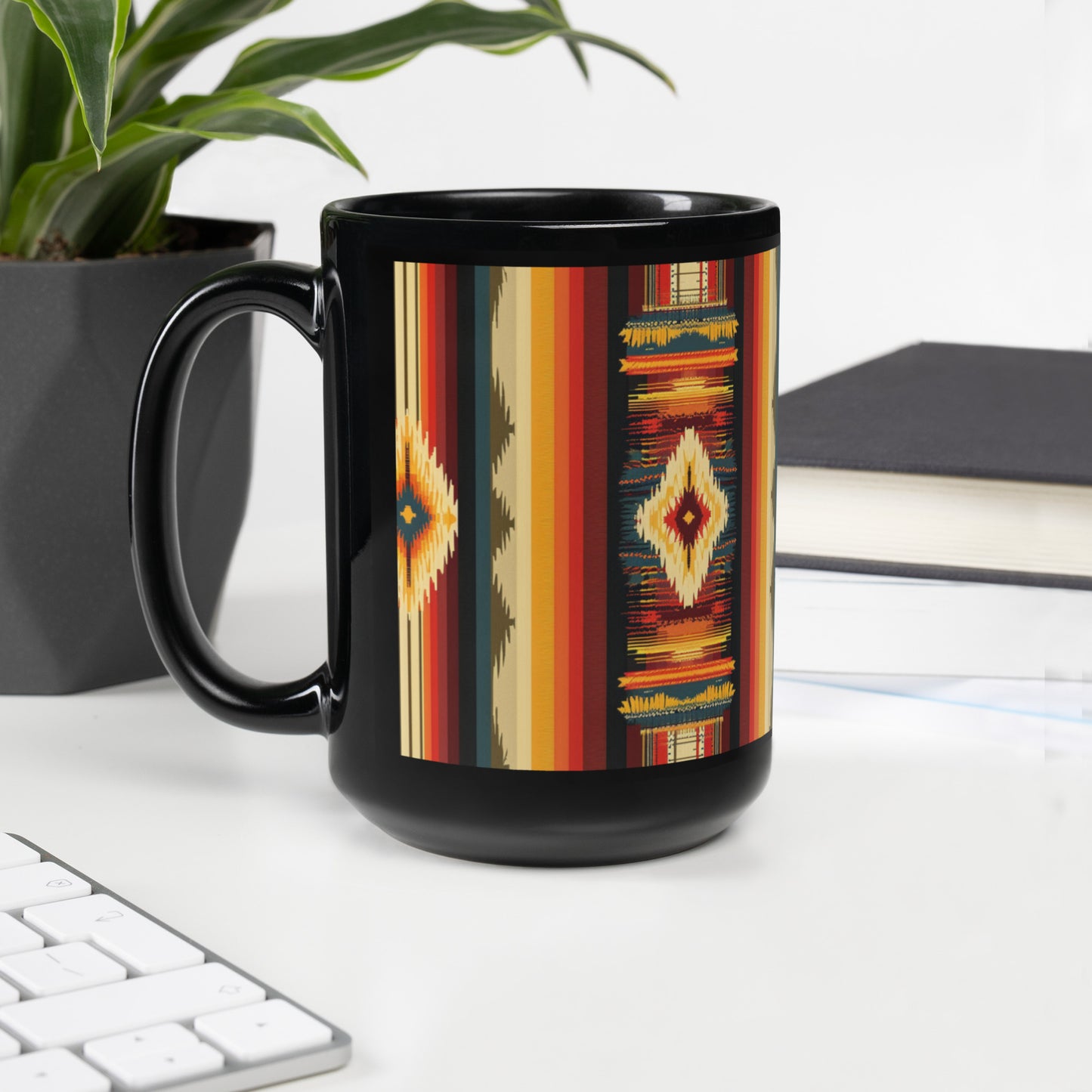 Serape Southwest Black Glossy Mug