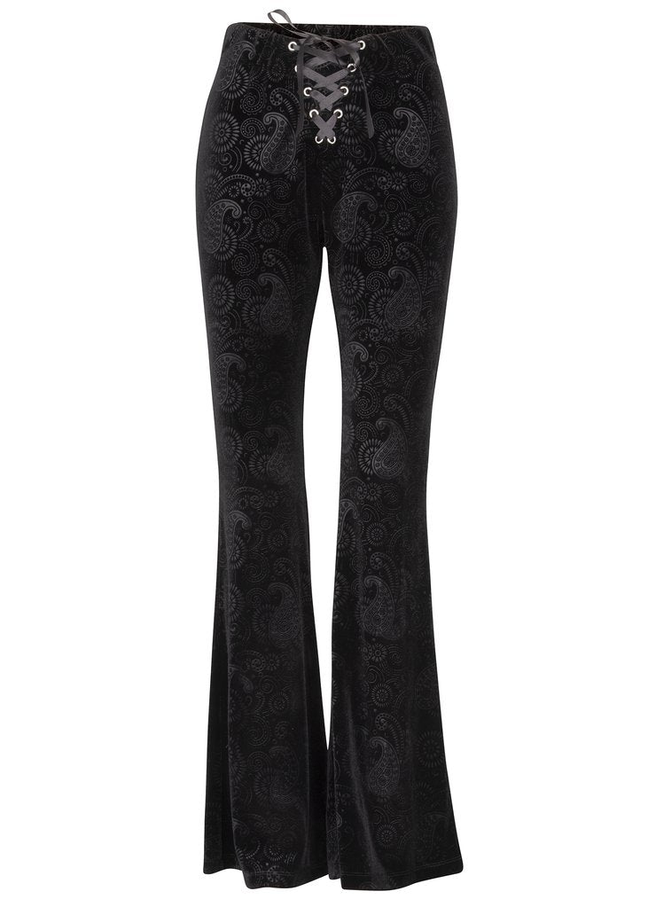 Black Burnout Velvet Bell Bottom Pants