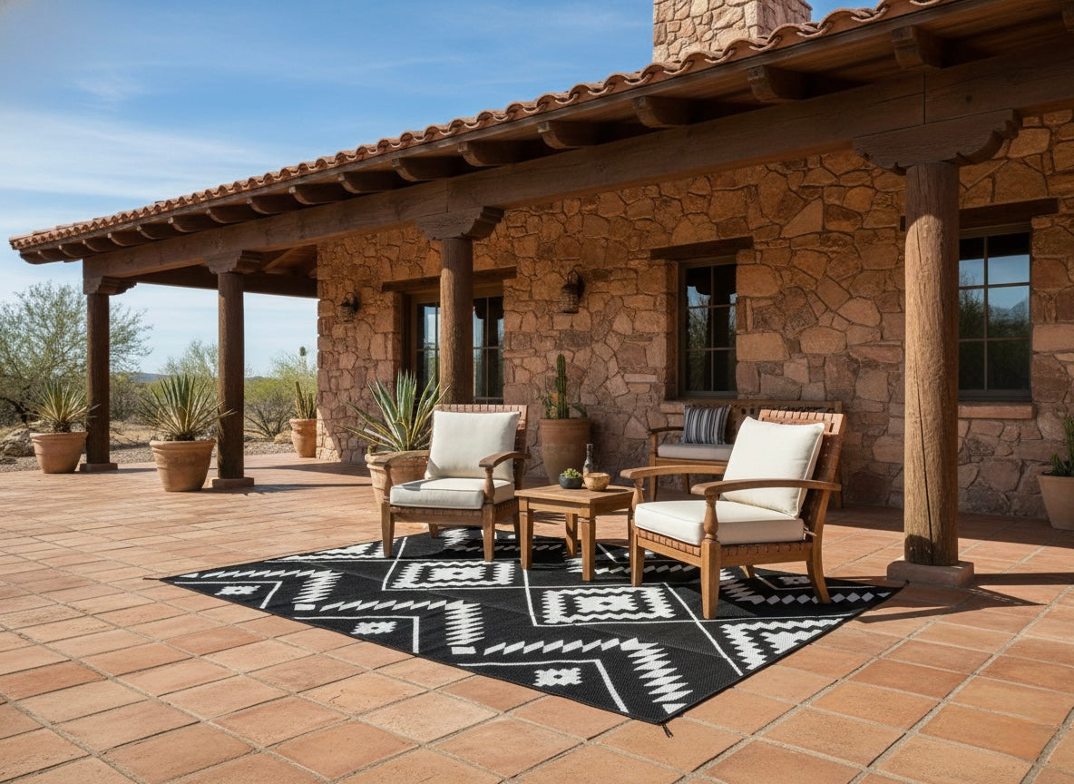 Western Grande Black + Ivory - 9ft x 12ft - RANCH RUGS  -THE DAVIS -