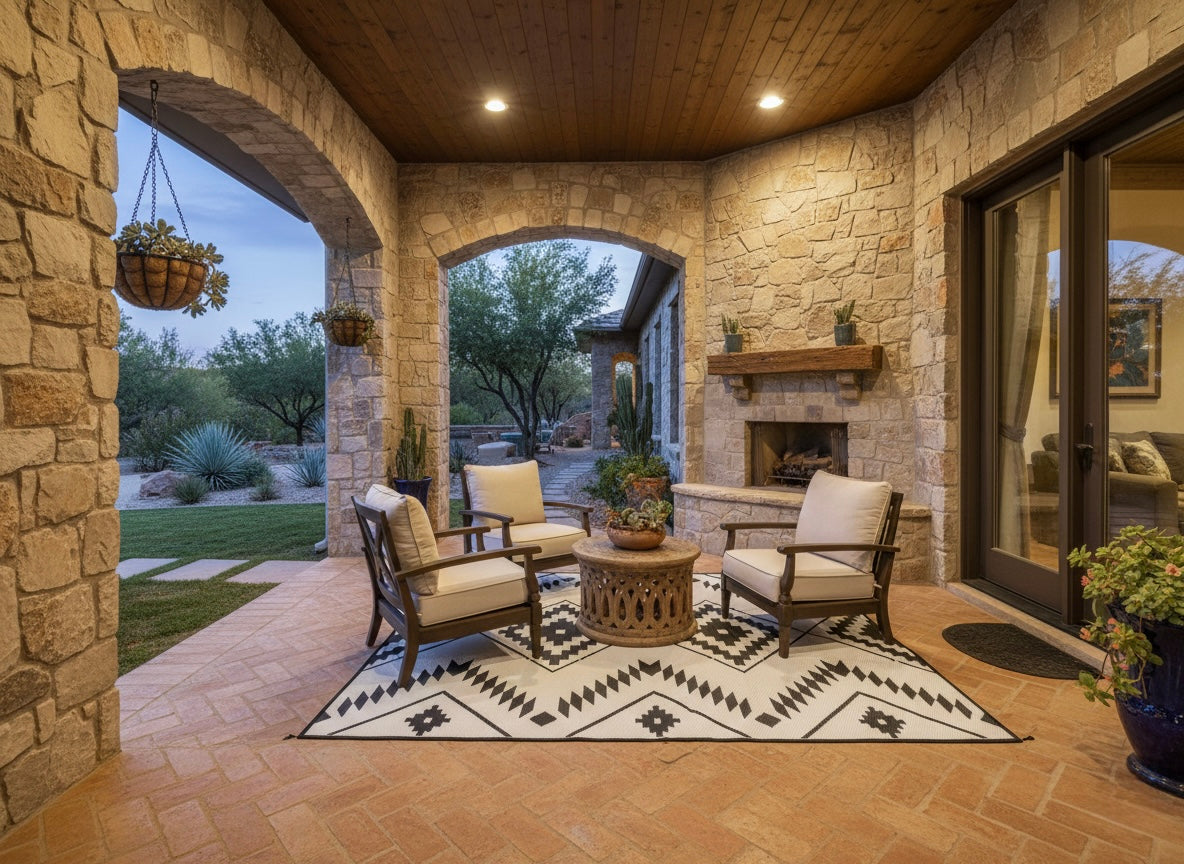 Western Grande Black + Ivory - 9ft x 12ft - RANCH RUGS  -THE DAVIS -