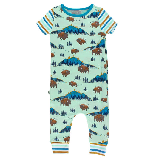 Born to be Wild Bisons Romper with Side Zipper (3M-24M)