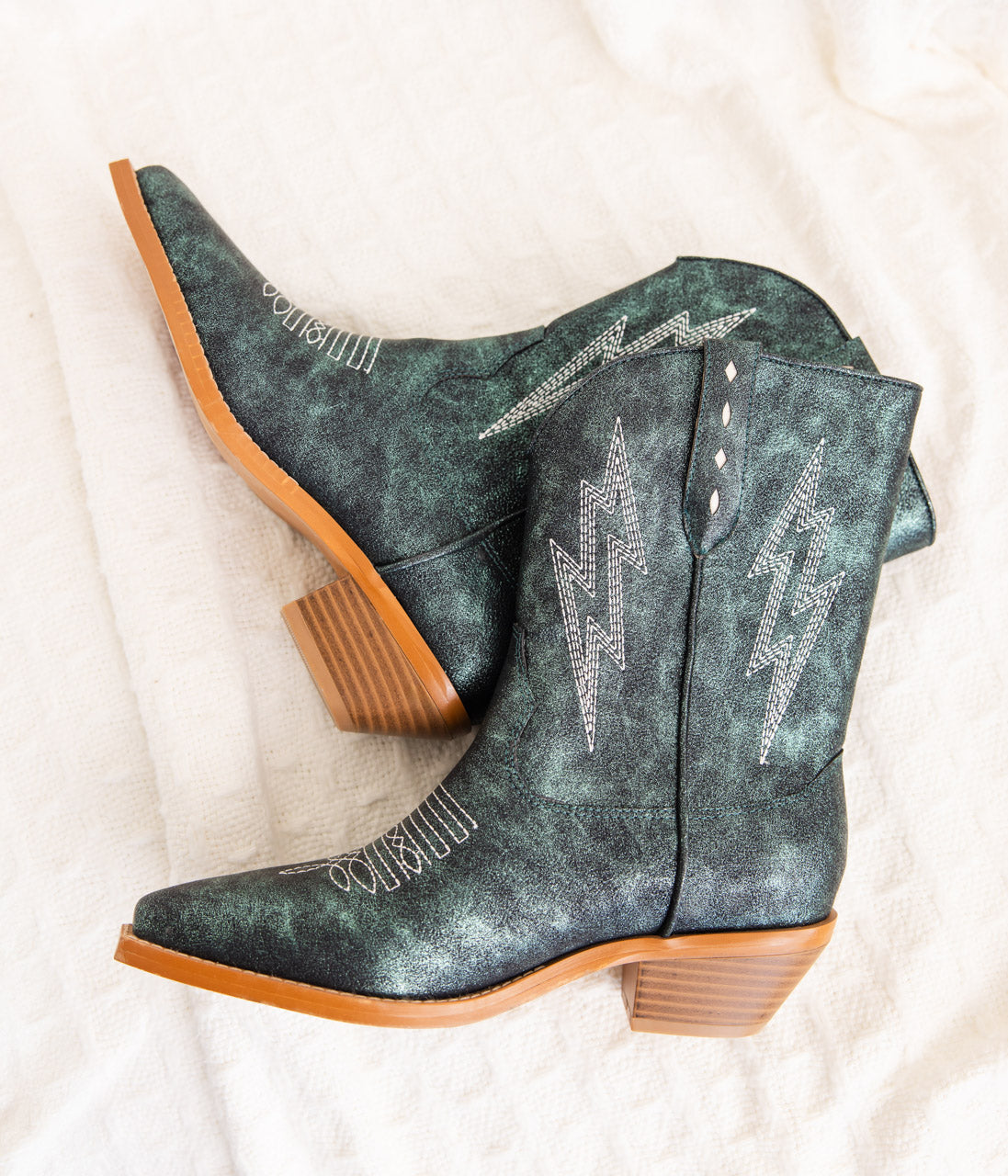 Teal Metallic Snip Toe Boots