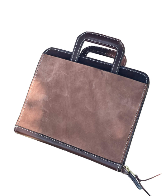 Alamo Saddlery #2 Cowboy Briefcase rough out chocolate leather