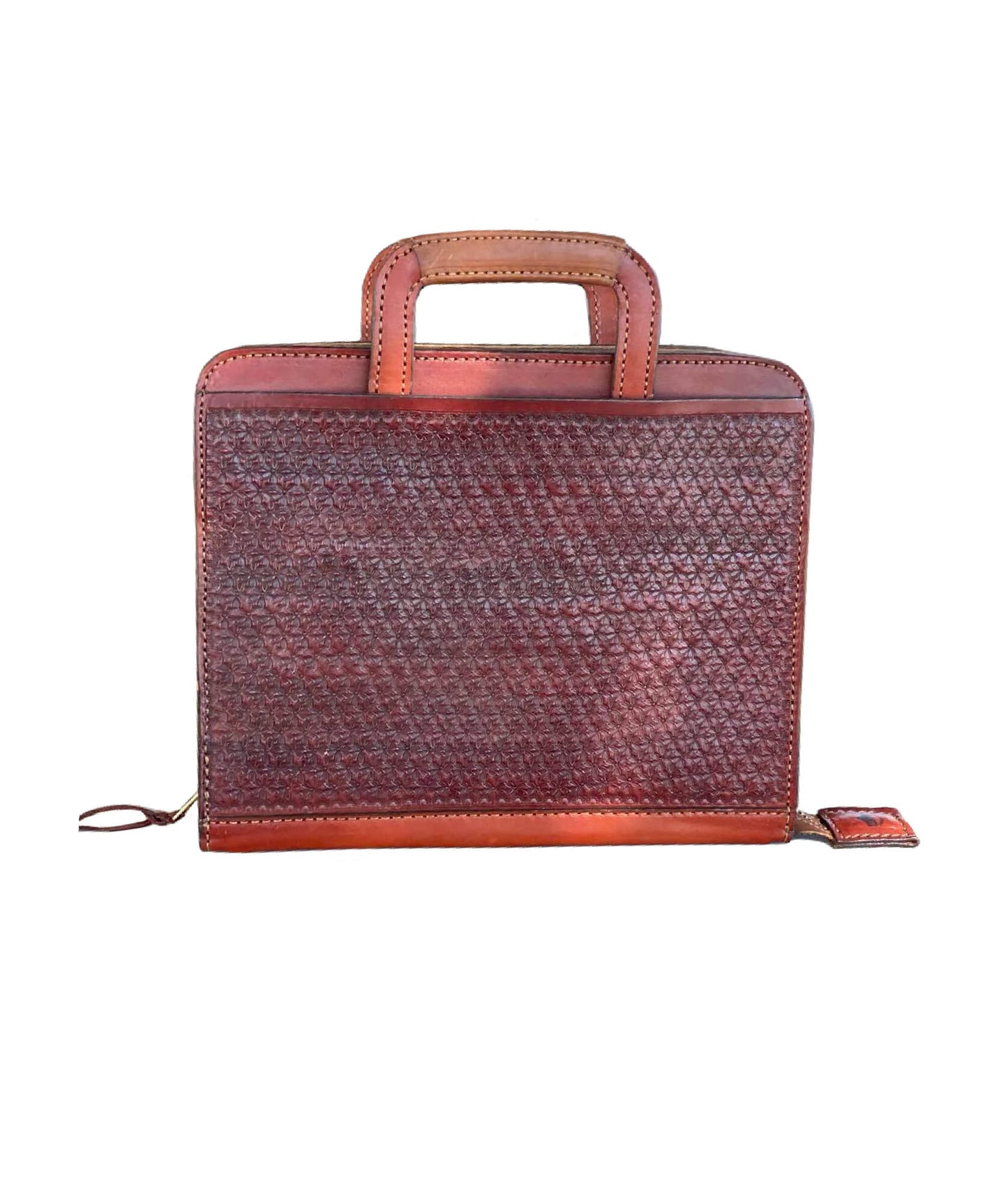 Alamo Saddlery #5 Cowboy Briefcase toast leather snowflake tooling