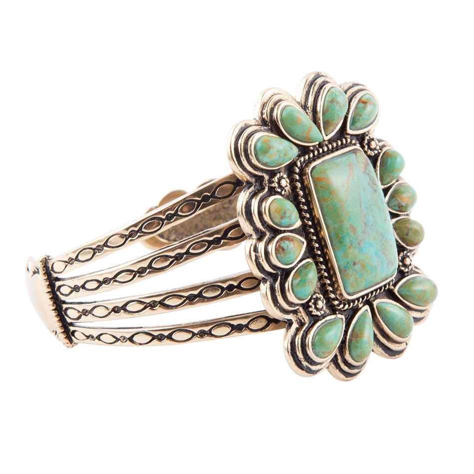 Bronze and Turquoise Statement Cuff Bracelet