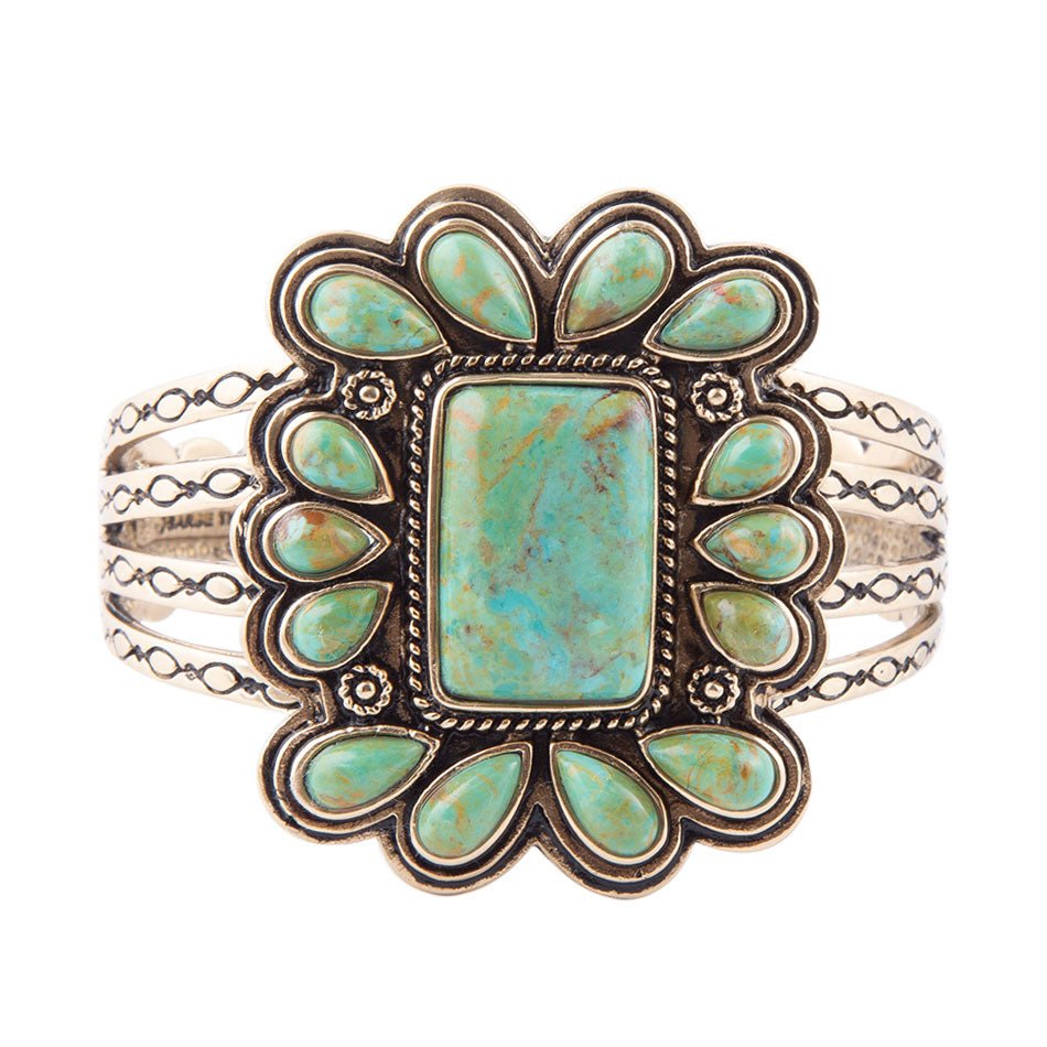 Bronze and Turquoise Statement Cuff Bracelet