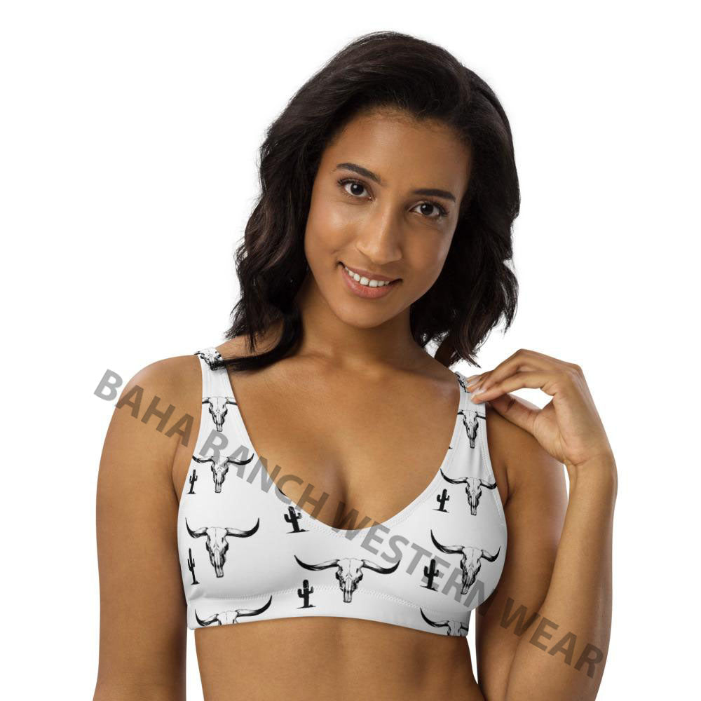 Ready to ship Yeehaw Cactus Skull Bikini Top size Large