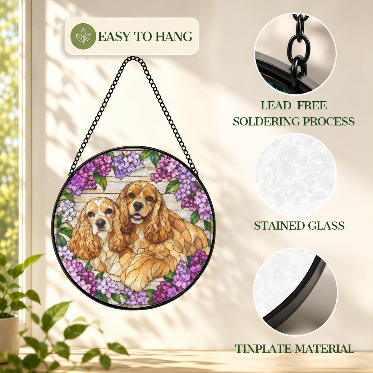 Baha Ranch Customizable Personalized Stained Glass Suncatcher 9.8" x 9.8" - Create Your Own Made in America