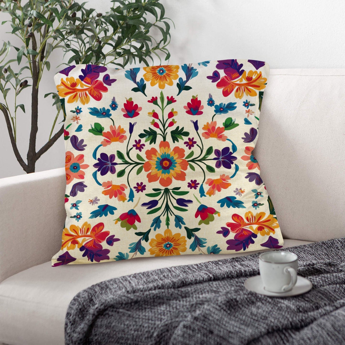 Colores de Mexico Floral Pillow Case Custom Pillow Case Made in America