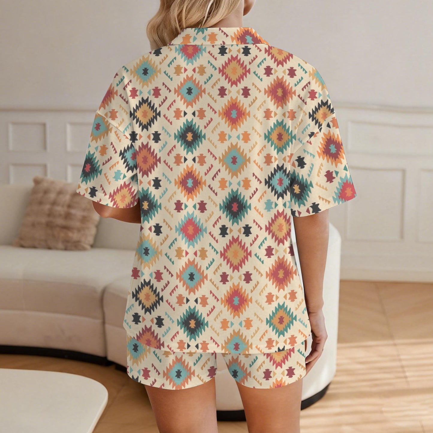 Baha Ranch Cream Aztec Women's Pajama Set Made in America