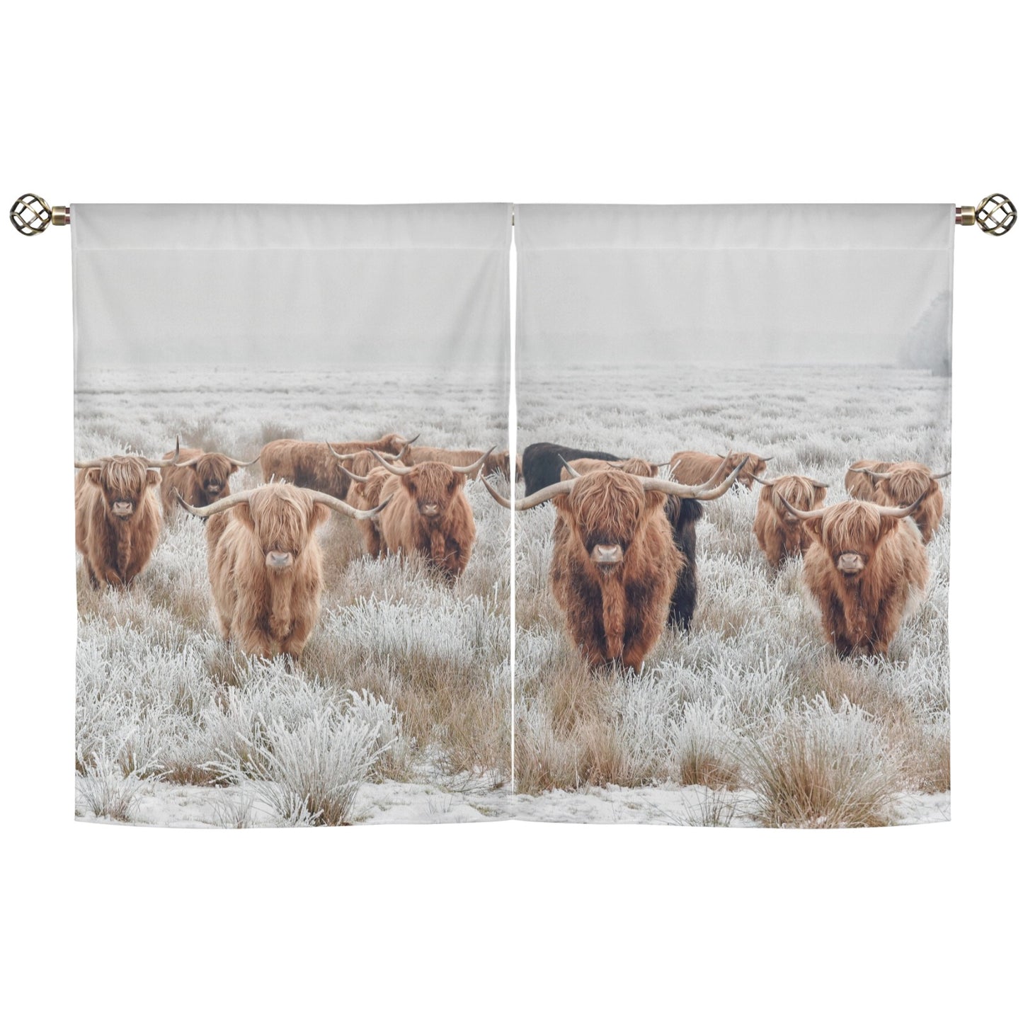 Highland Cow Curtains Window Curtain 28"x40" (2-Piece) Made in America