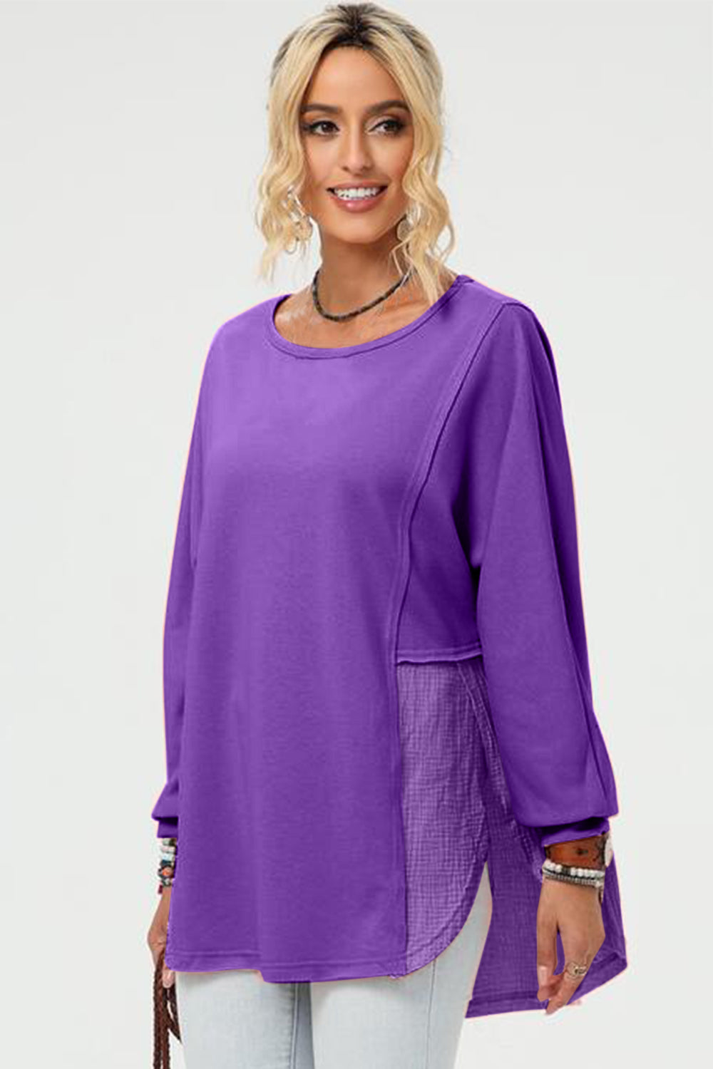 Double Take Full Size Long Sleeve High-Low T-Shirt choice of colors