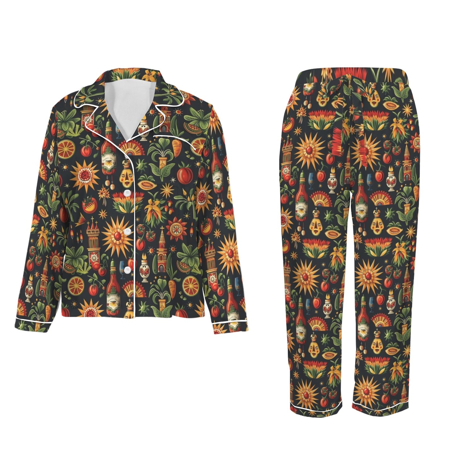 Colores De Mexico - Mexican Culture Satin Pajamas