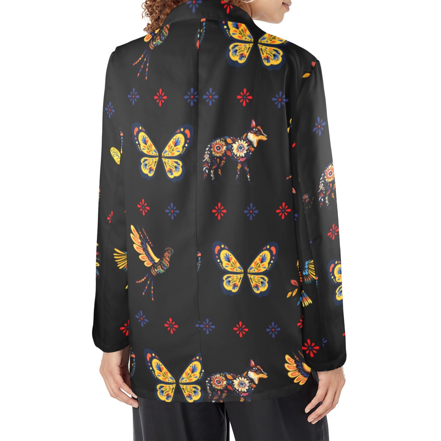 Colores de Mexico Mexican Talavera Animals Floral Women's Blazer