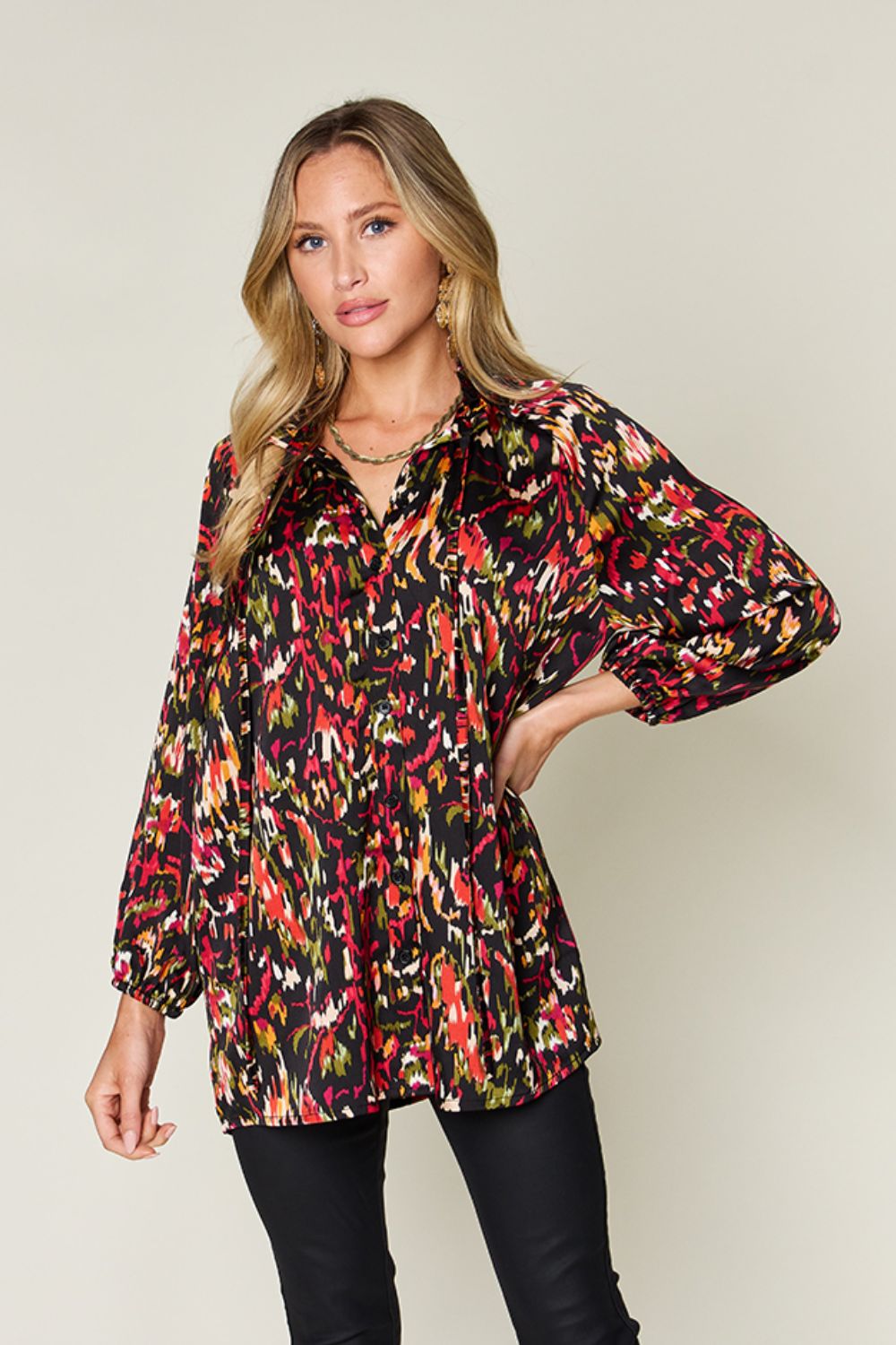 Fall Floral Button Up Long Sleeve Shirt choice of prints