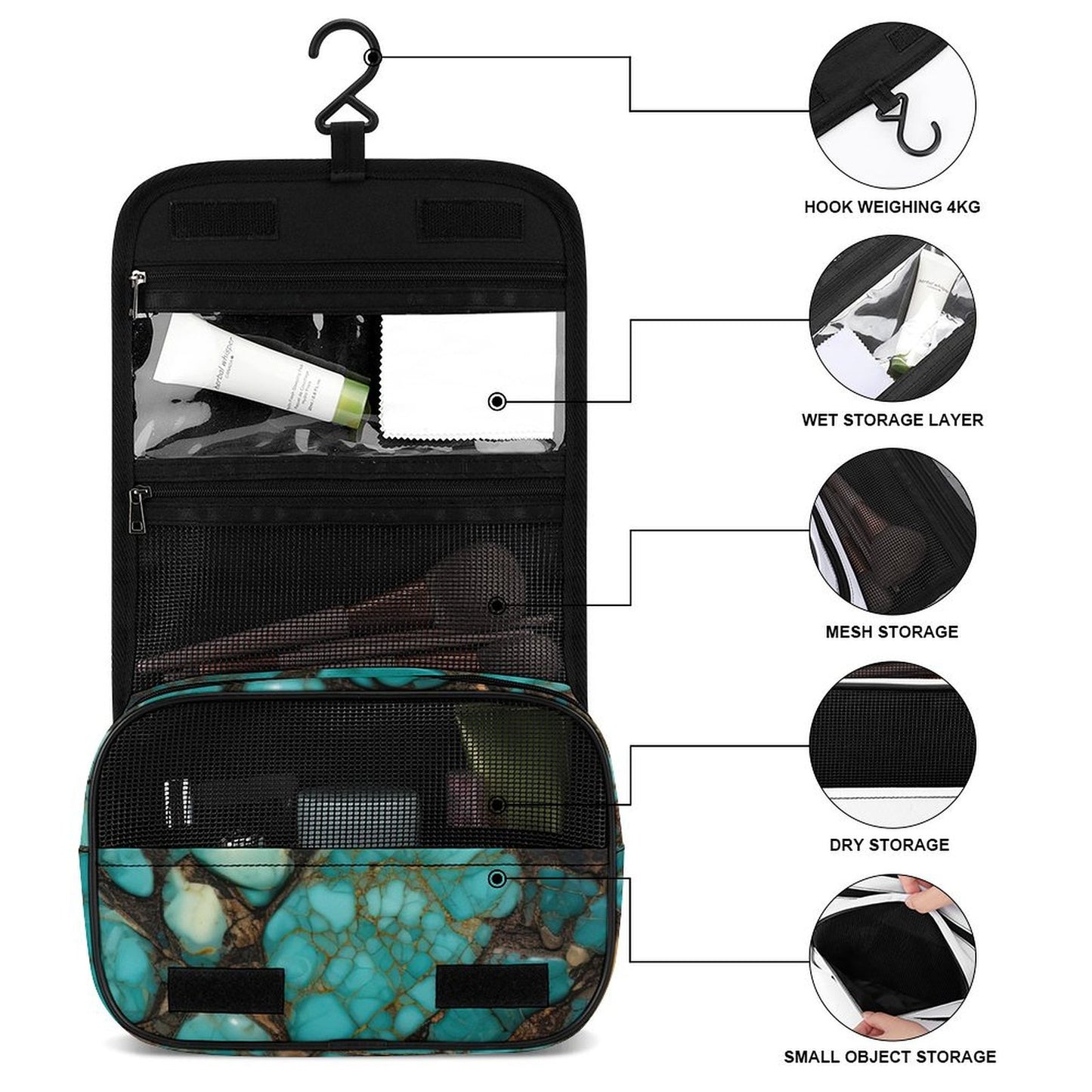 All Turquoise Western Toiletry Travel Bag