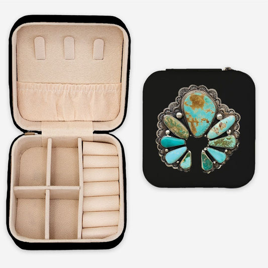 Turquoise Naja Print Jewelry Travel Case