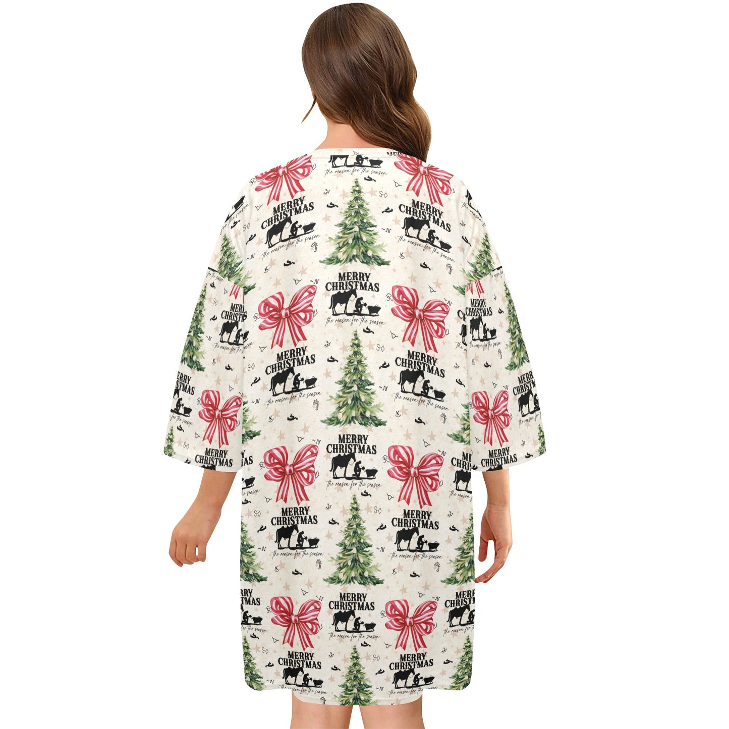 Praying Cowboy Christmas Cowgirl Oversized Sleep Shirt