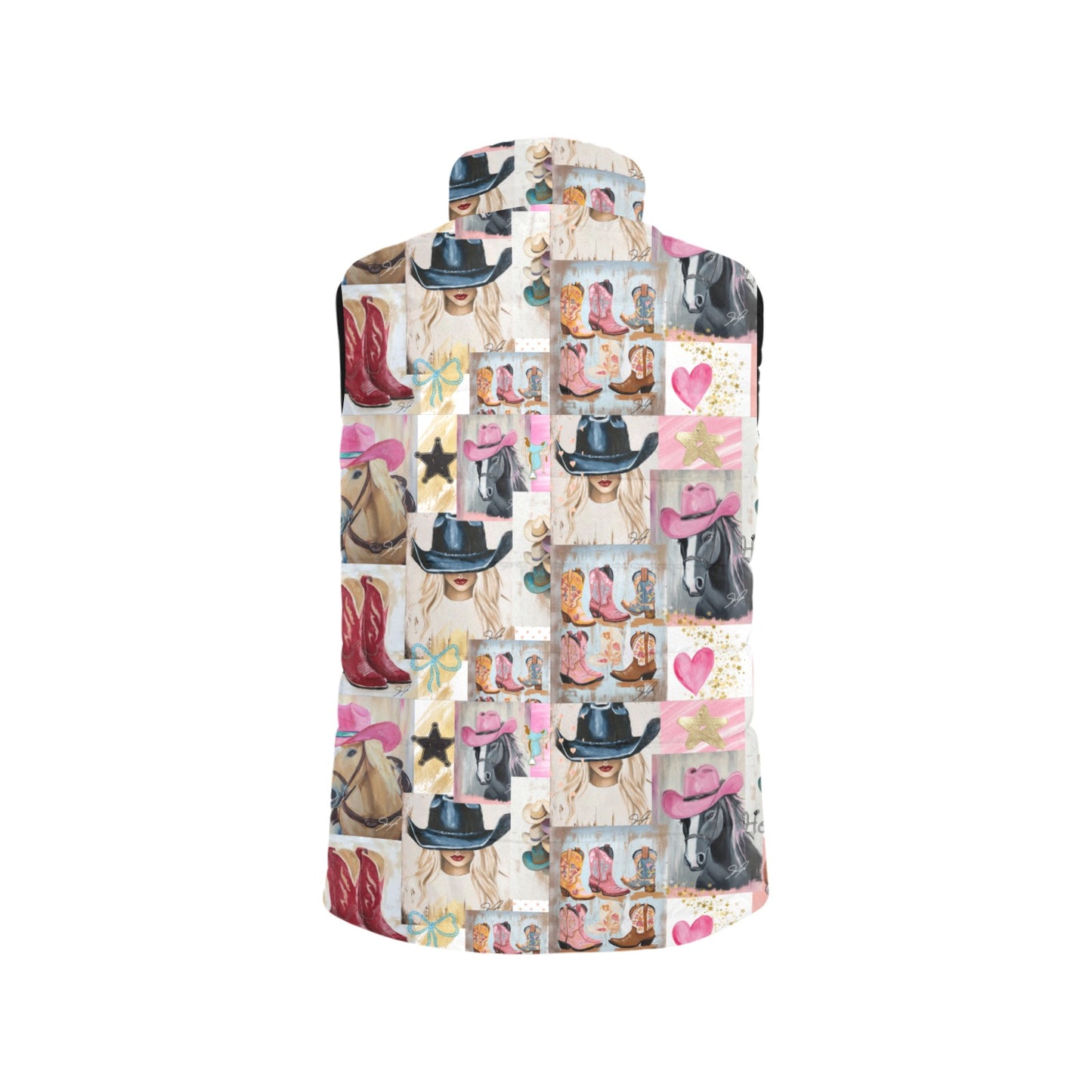 Danilo Painted Cowgirl Collage Puffy Vest