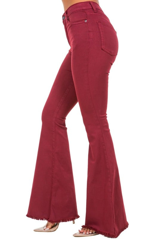 Bell Bottom Jean in Wine- Inseam 32"