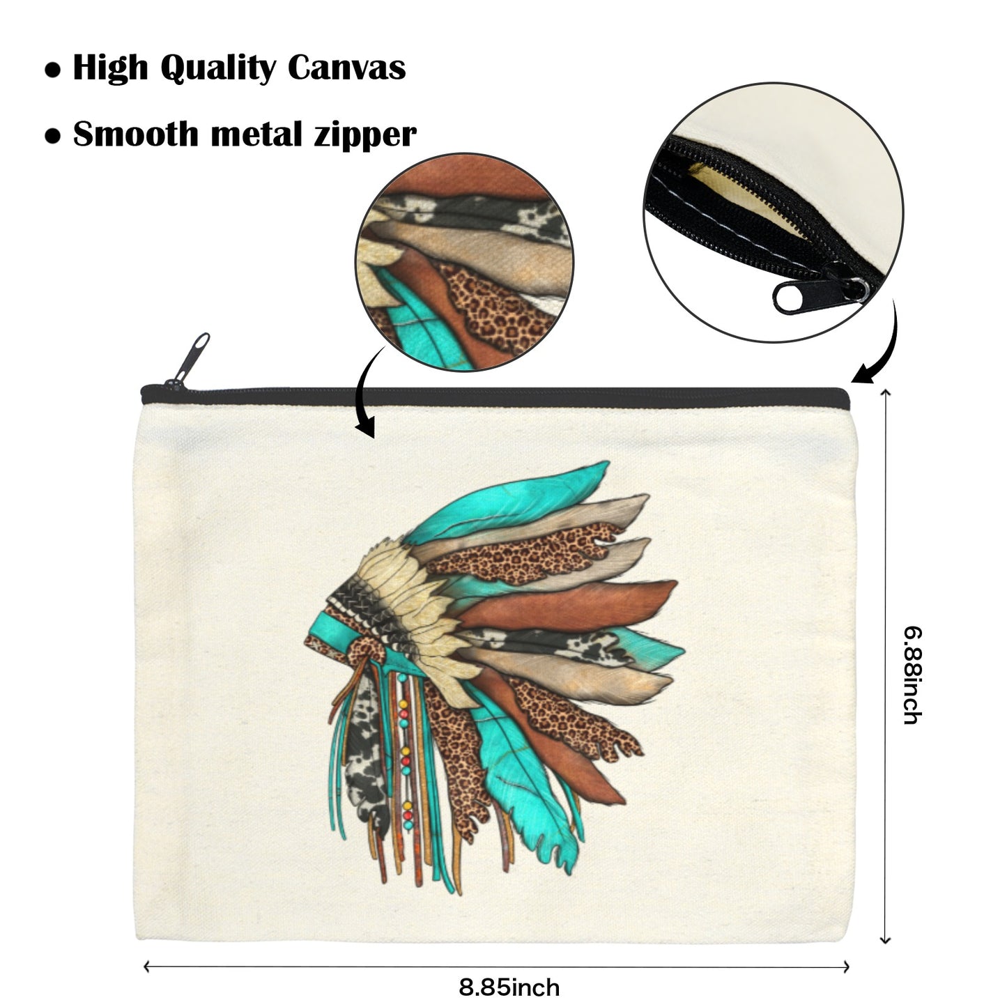 Baha Ranch Native Headdress Cosmetic Bag Pouch Pack of 5 Made in America
