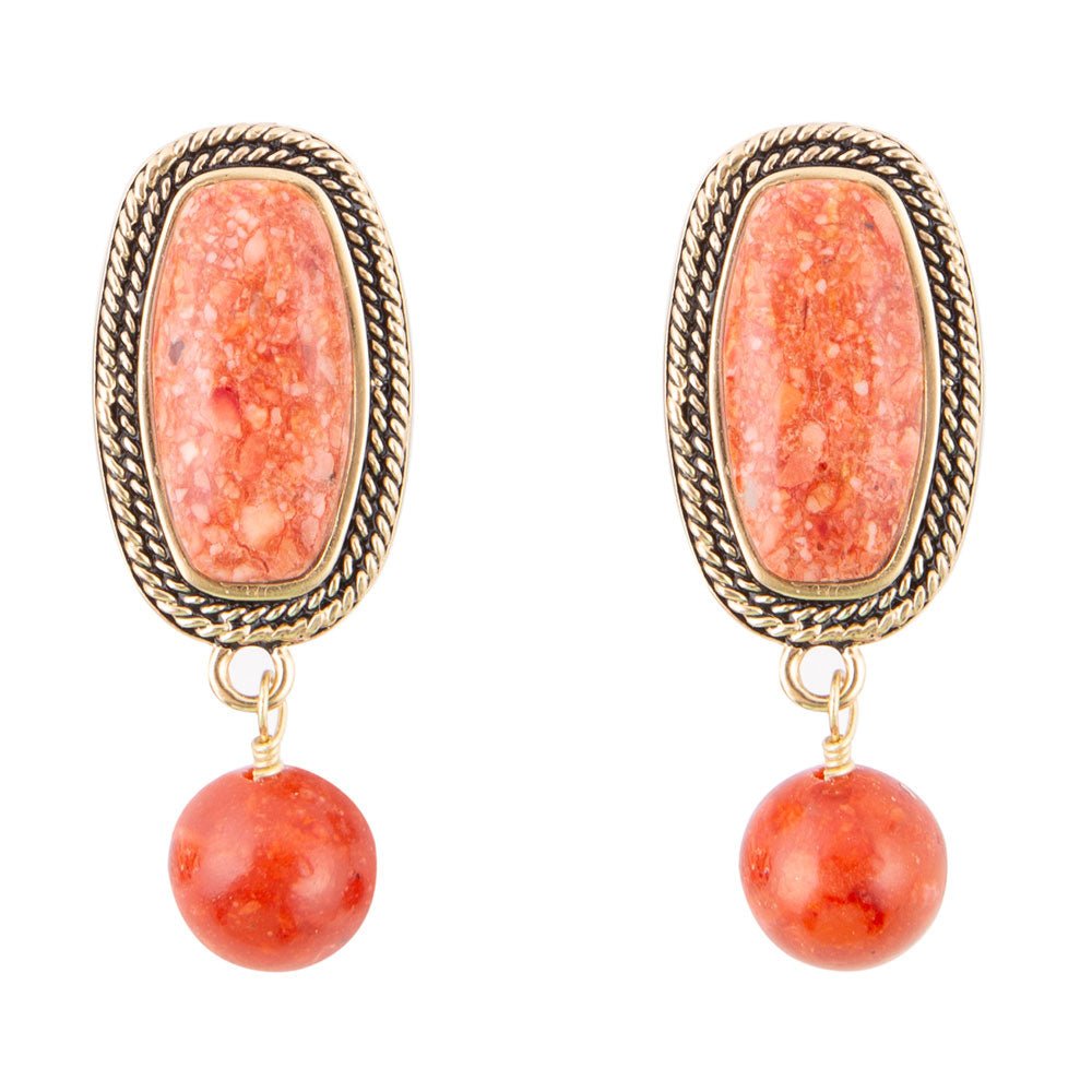 Catalina Orange Sponge Coral Clip Earrings