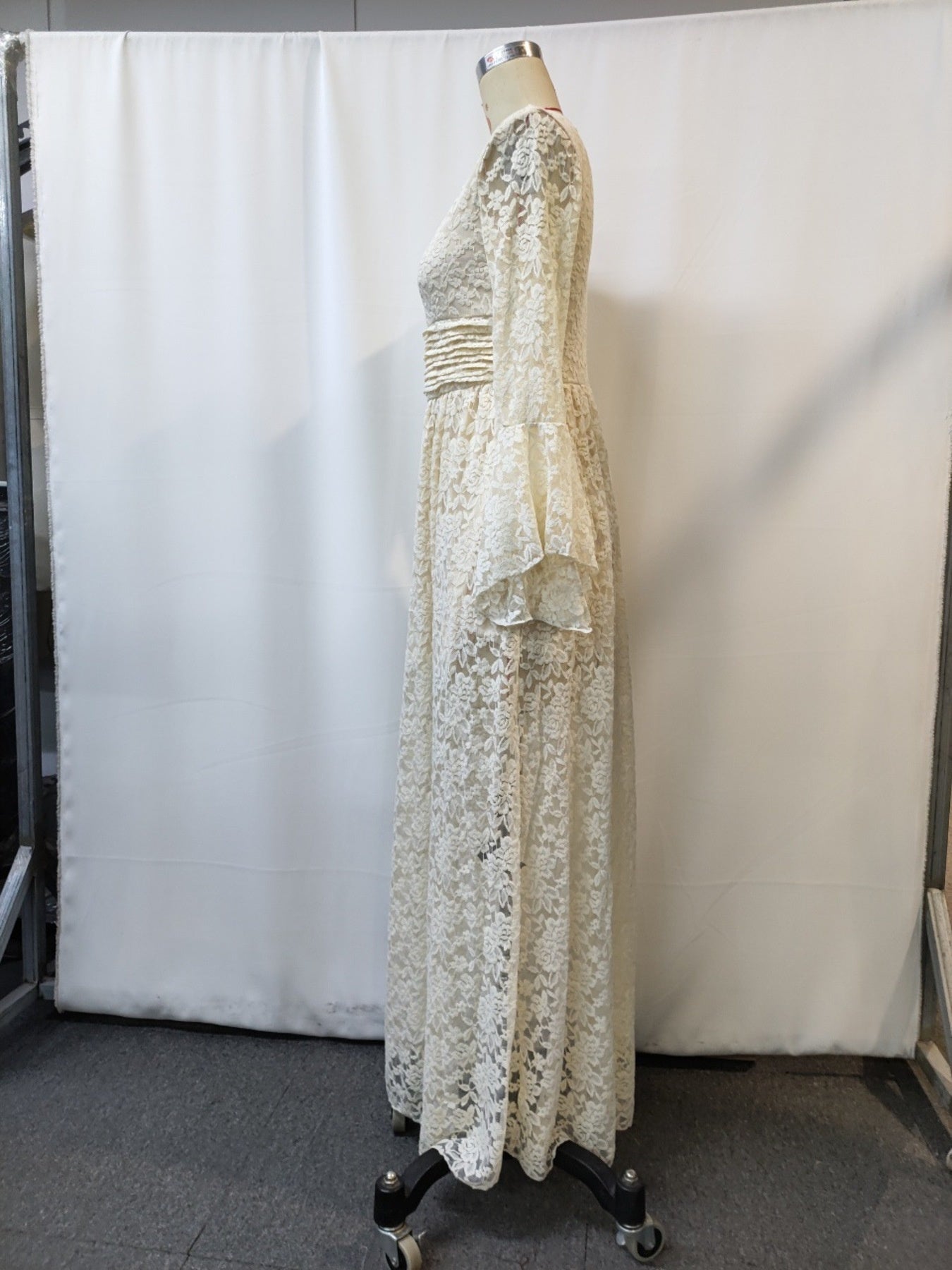 Sheridan Lace Deep V-Neck Maxi Dress Apricot / S Sheridan Lace Deep V-Neck Maxi Dress Apricot / S