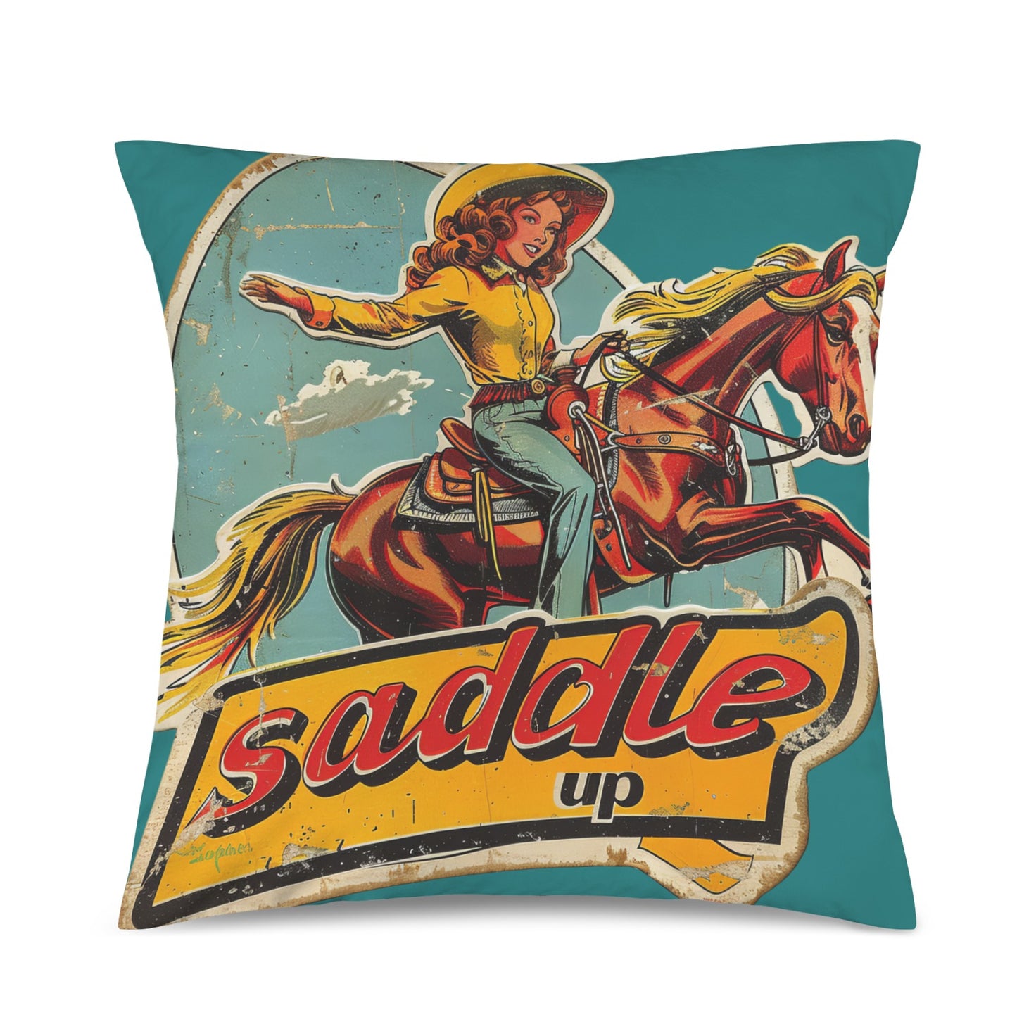 Baha Ranch Saddle Up Velvety Soft Pillow Case Made in America