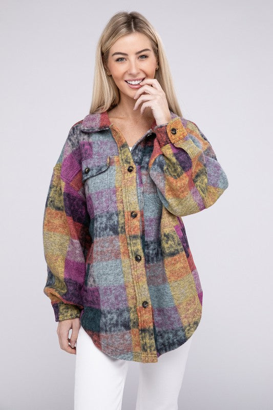 Loose Fit Buttoned Down Check Shirt Jacket Shacket choice of colors