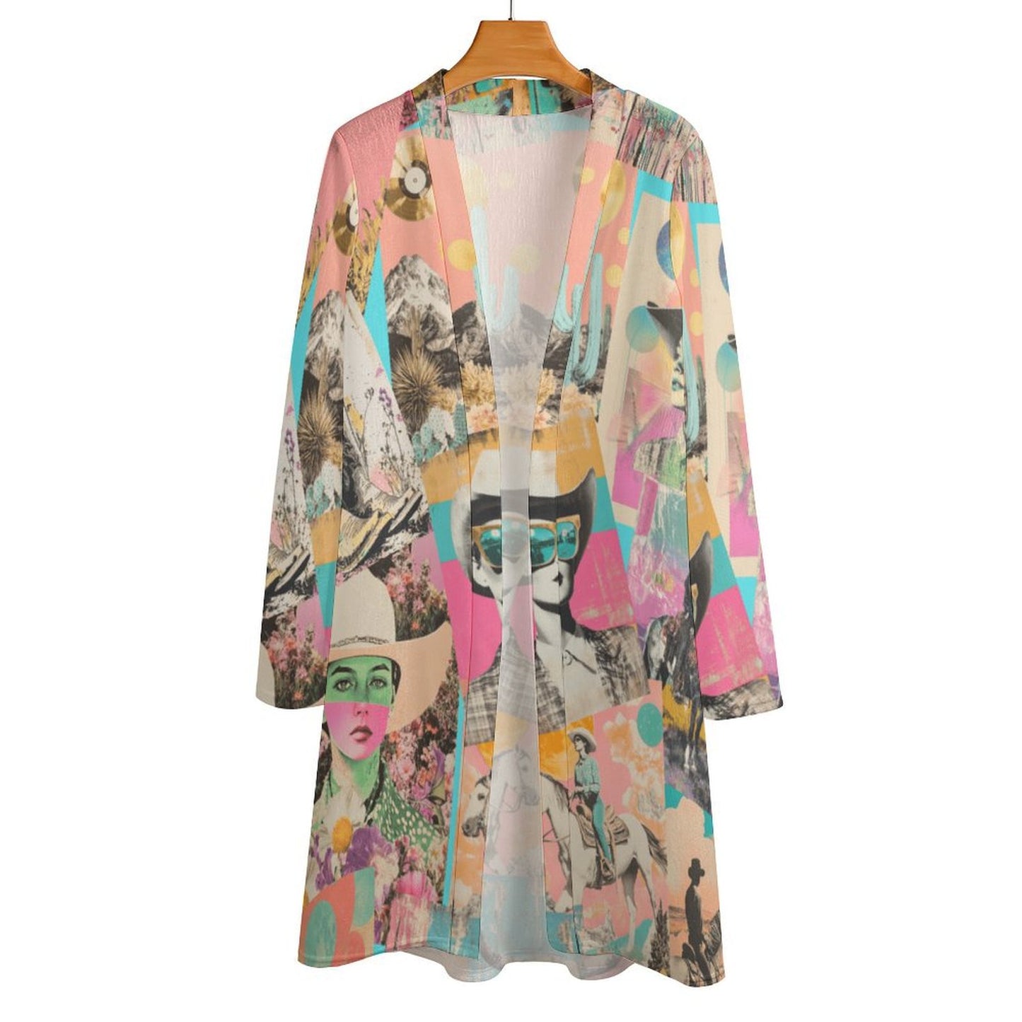 Baha Ranch Retro Pop Western Collage Lightweight Cardigan