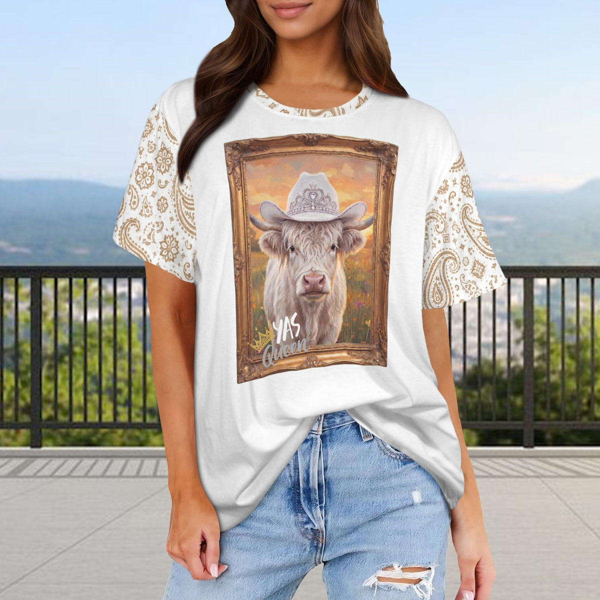 Baha Ranch Originals Softest Queen Highland Bandana Tee