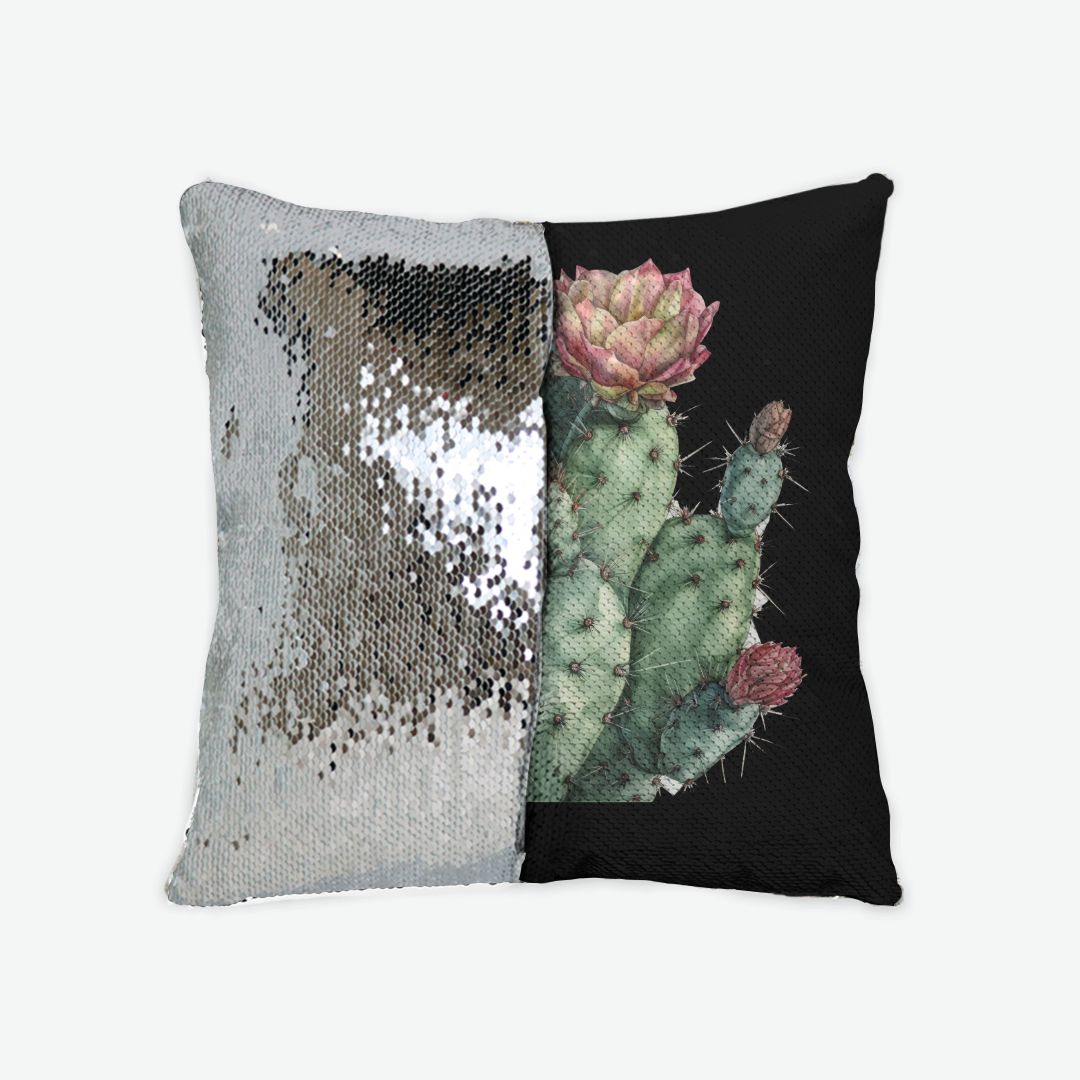 Cactus Sequin Reversible Pillow Case