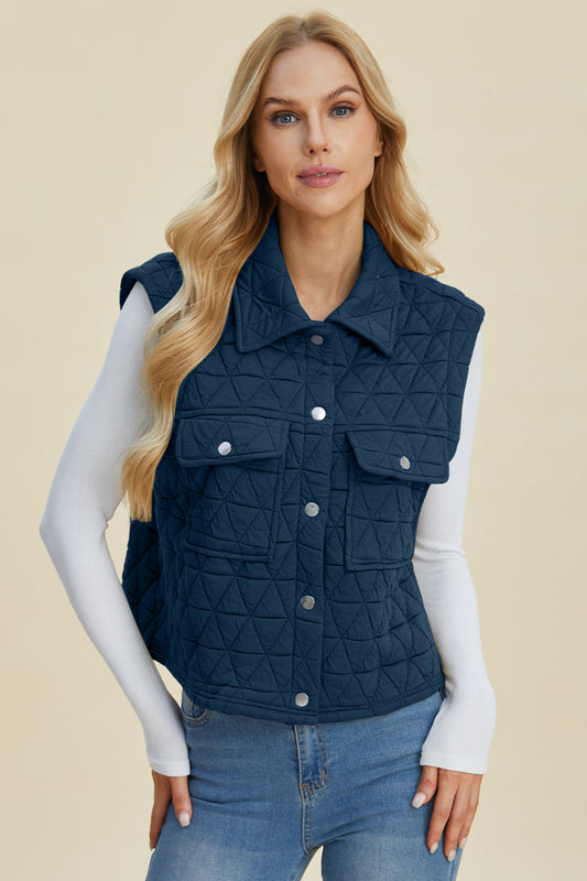 Double Take  Pocketed Texture Snap Down Vest choice of colors