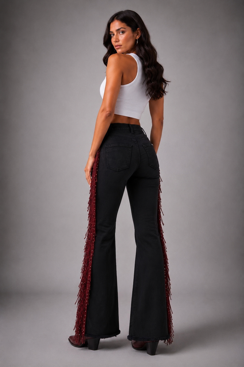 GJG Texas Sun Bell Bottom Jean Black/Burgundy