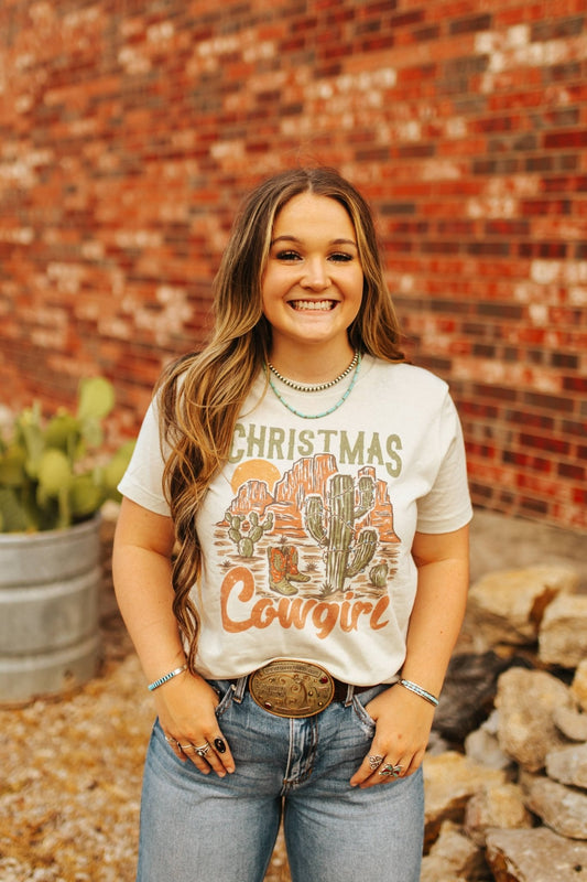 Christmas Cowgirl Western Graphic TeeCementS