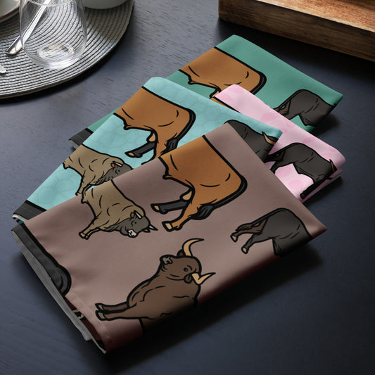 Set of 4 Cattle Print Cloth Napkin Set