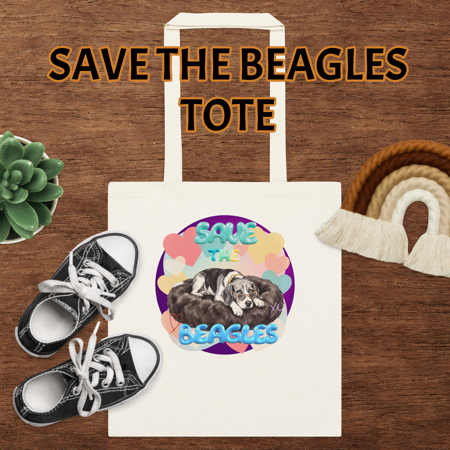 Baha Ranch Save The Beagles Cotton color tote bag