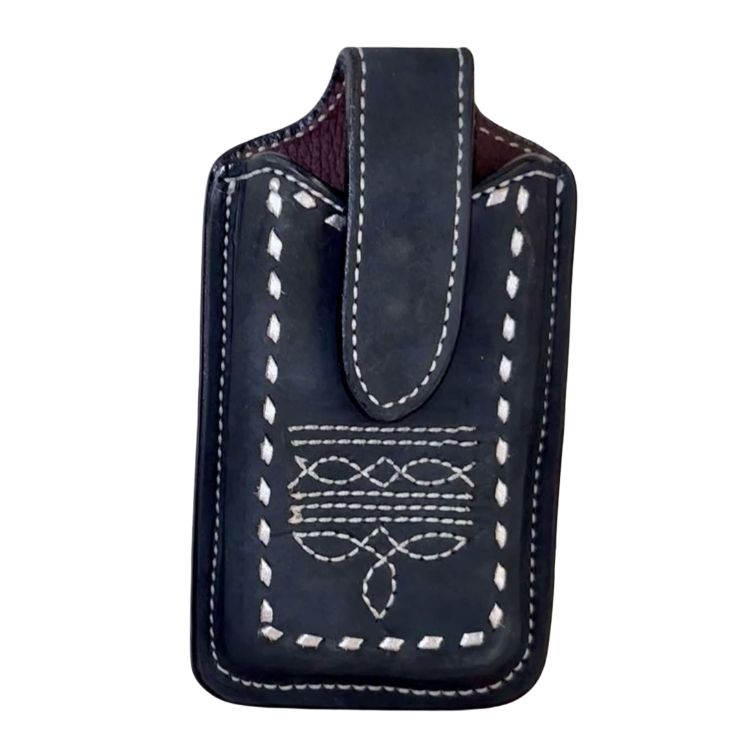 Alamo SaddleryBlack Cowboy Stitch Cell Phone Holster