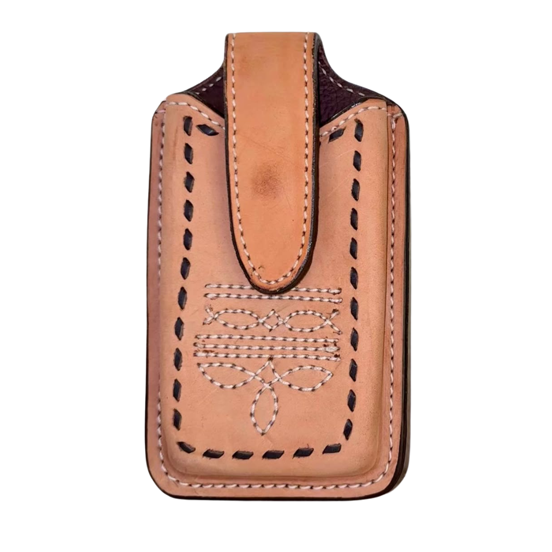 Alamo Saddlery Golden Cowboy Stitch Cell Phone Holster