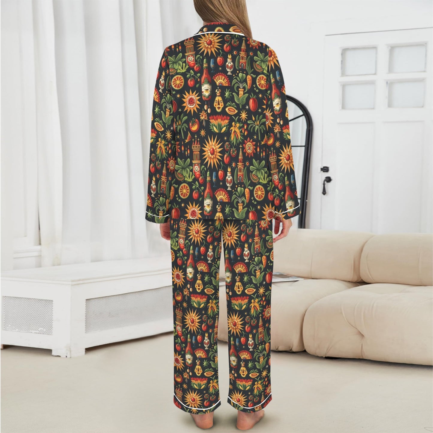 Colores De Mexico - Mexican Culture Satin Pajamas