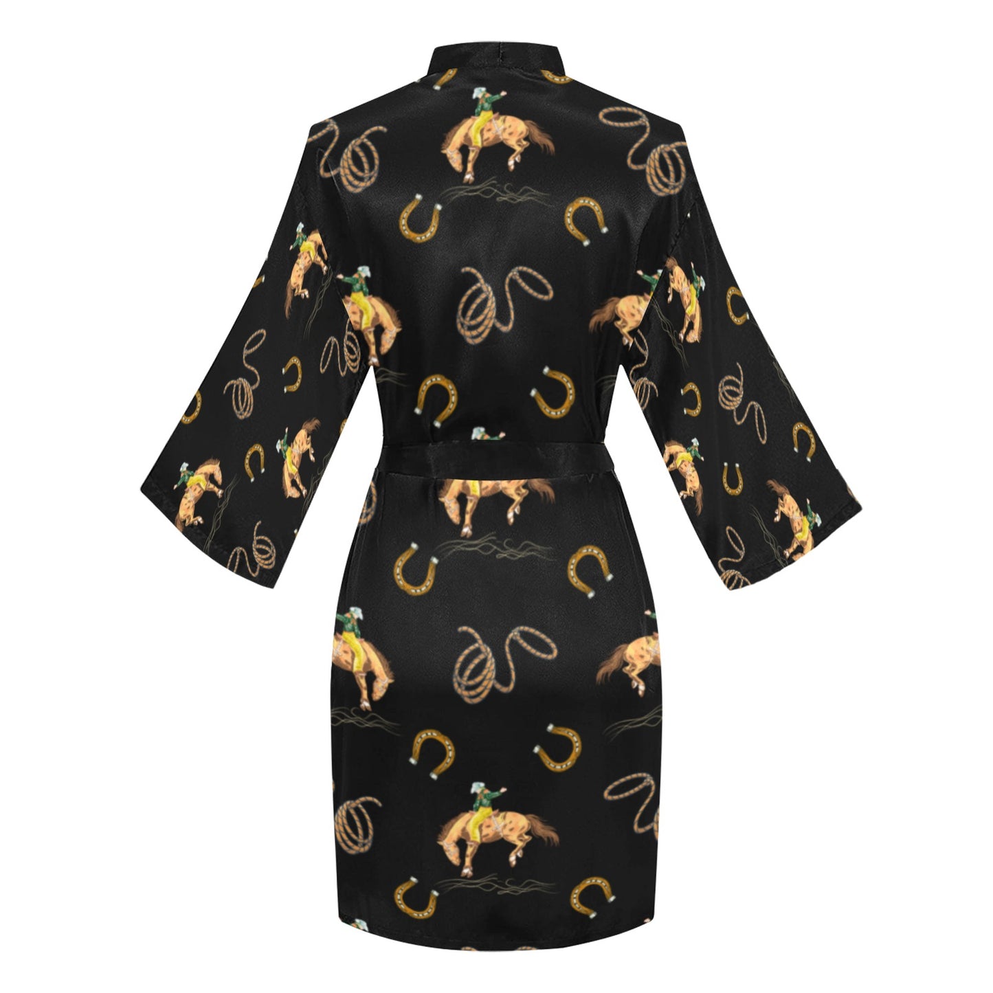 Rodeo Cowboy Satin Kimono Sleeve Robe