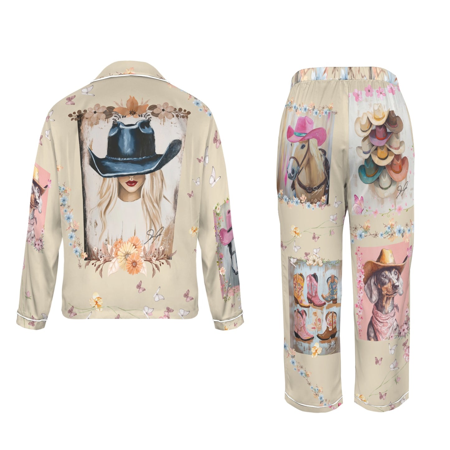 Danilo Painted Cowgirl Satin Long Pajamas