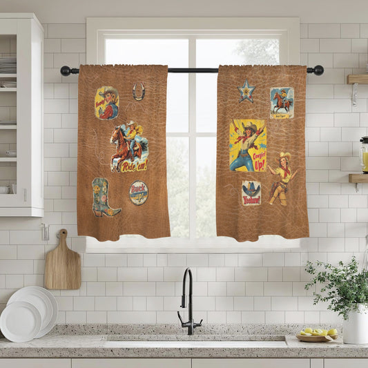 Vintage Cowgirl Window Curtains 28"x40" (2-Piece) Made in America