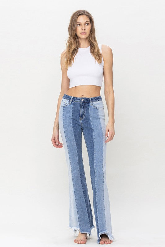 High Rise Relaxed Flare With Uneven Raw Hem 34" inseam