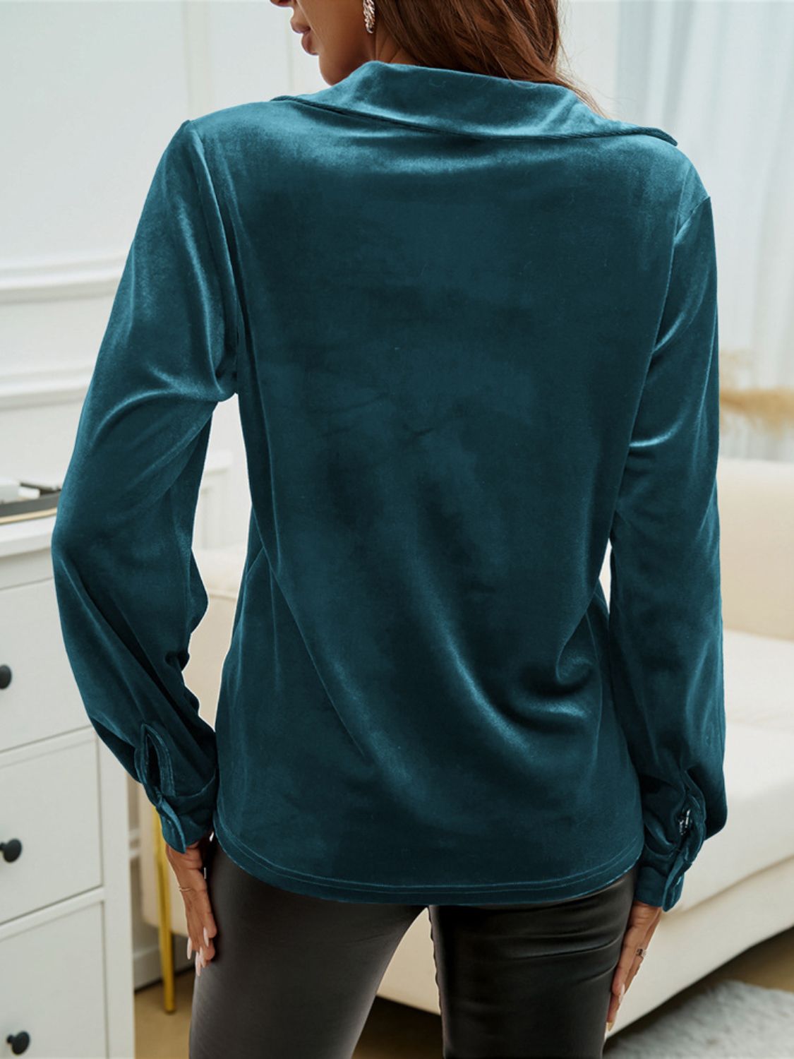 Velvet Long Sleeve Shirt choice of colors