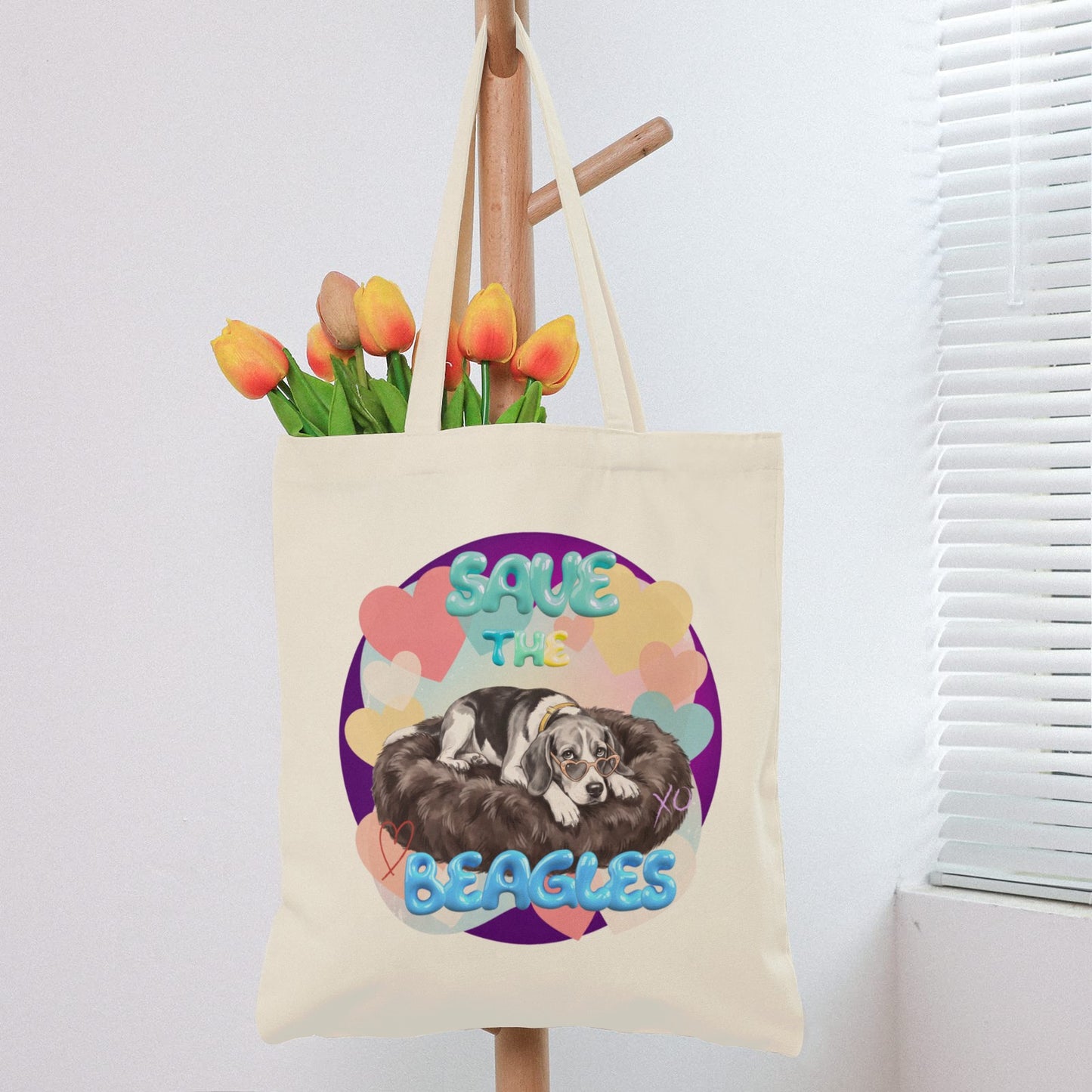Baha Ranch Save The Beagles Cotton Tote Bag Made in America
