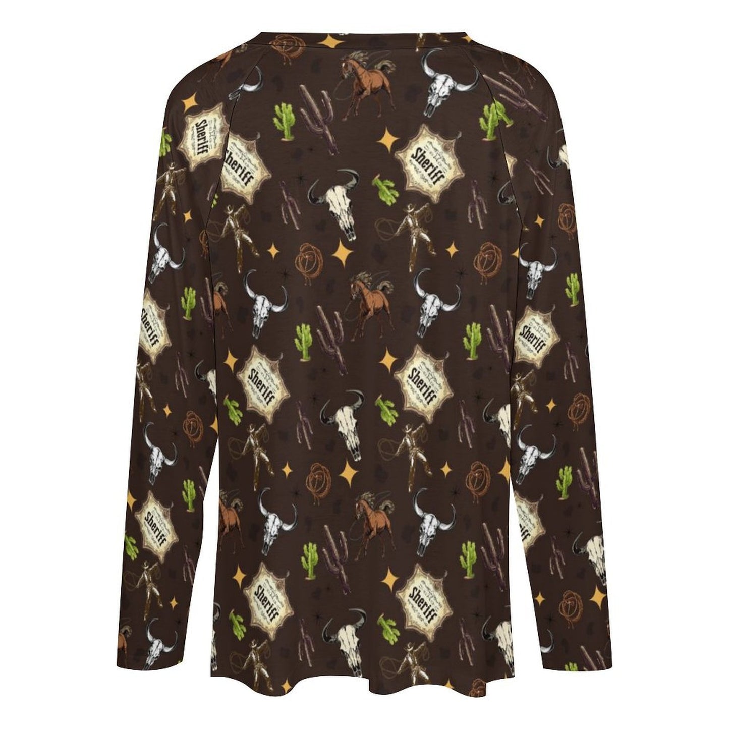 Baha Ranch Western Print Long Sleeve Tee